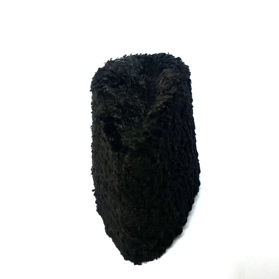 Black Synthetic Fur Jinnah Cap